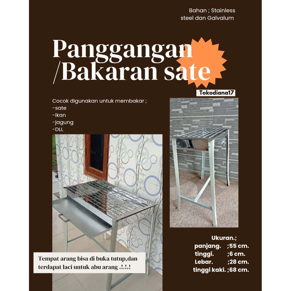 Panggangan Sate Bakaran Sate Stainless steel