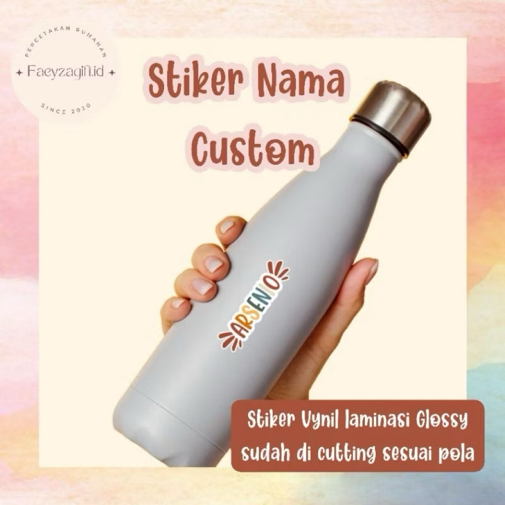 STIKER NAMA WATERPROOF / LABEL NAMA CUSTOM / LABEL NAMA BUKU, PENA, ALAT TULIS DLL