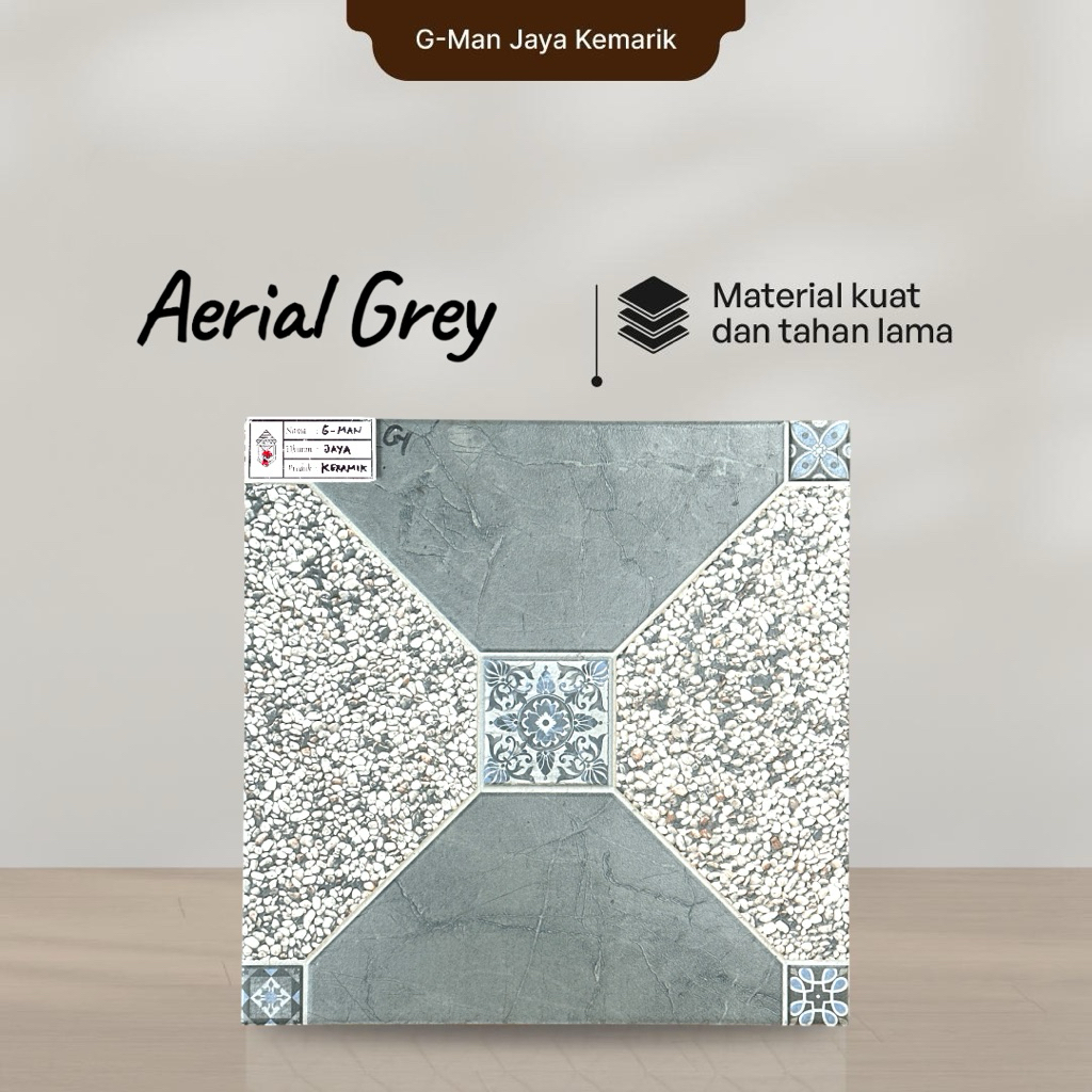 Keramik Lantai Kasar 40x40 Aerial Grey Keramik Mulia Ceramic Garasi/Carpot Grade A Isi 6pcs