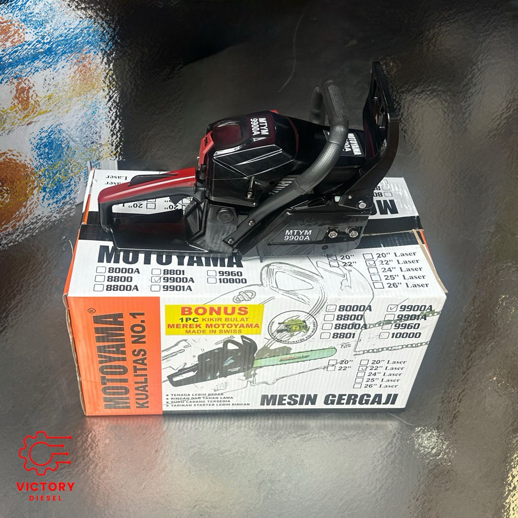 Mesin Potong Kayu Chainsaw Senso Gergaji Motoyama 9900 A Bar 22 Inchi Sinso Motoyama