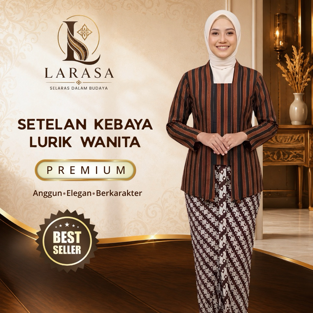 Setelan Kebaya Lurik | Kebaya Wanita | Setelan Kebaya | Kebaya Modern | Rok Plisket Batik | Kebaya P