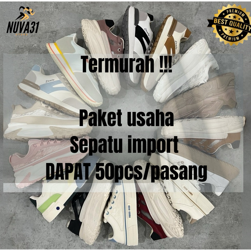 PAKET USAHA SEPATU IMPORT | 20pcs -50pcs BORONGAN RESLLE| Paket Sepatu Murah Cocok Dijual Kembali