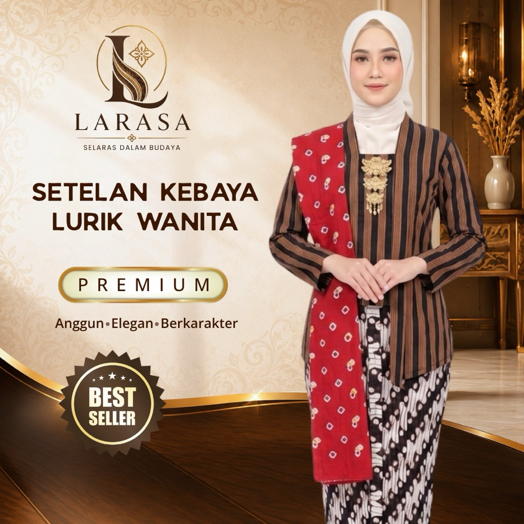 Setelan Kebaya Lurik Dewasa | Kebaya Wanita | Setelan Kebaya | Kebaya Modern | Rok Plisket Batik | K