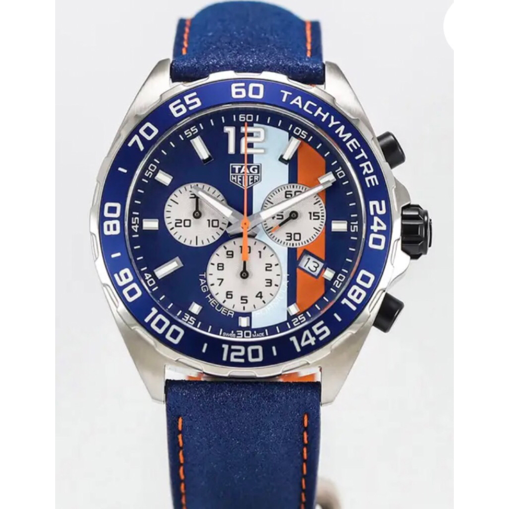 jam tangan pria original TAG Heuer Formula 1 Gulf Edition Chronograph 43mm ori