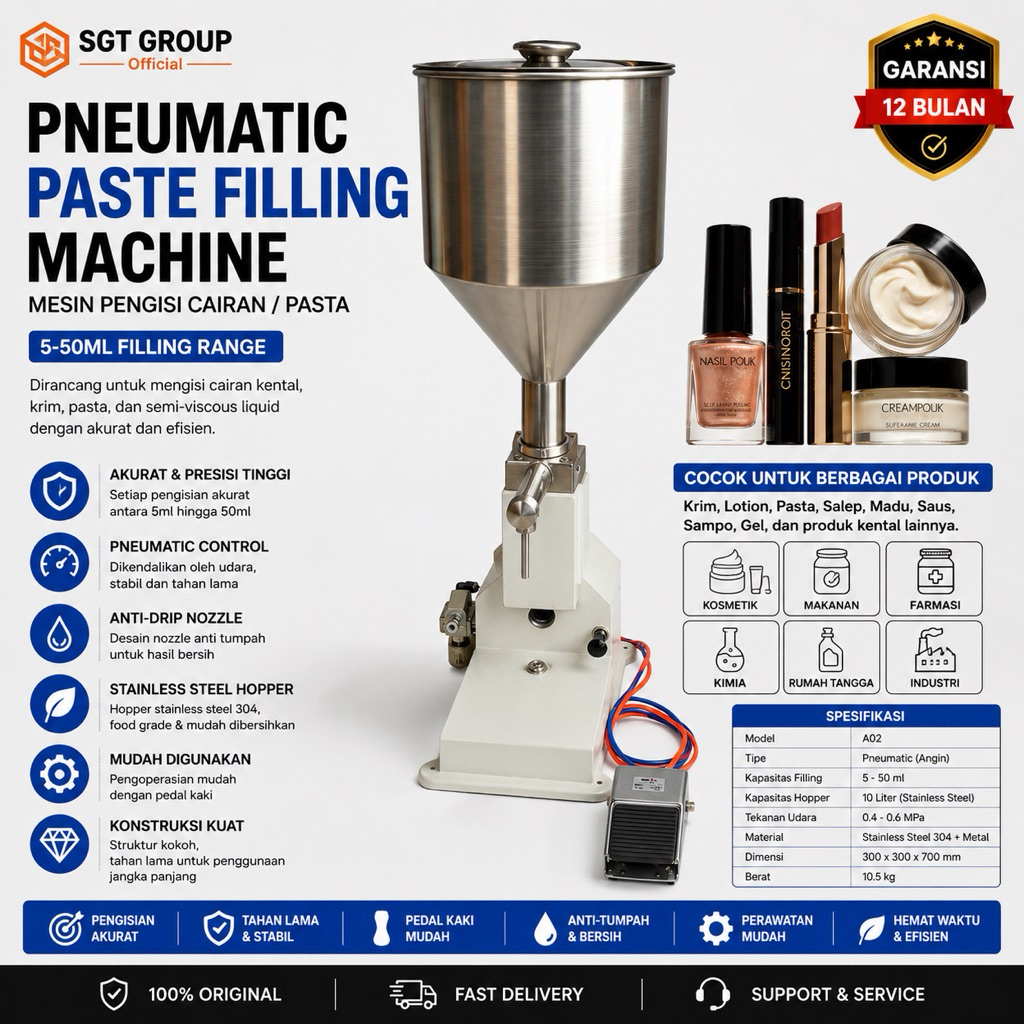 Mesin Filling Pasta Pneumatic / Mesin Pengisi Cairan A02 Heavypack