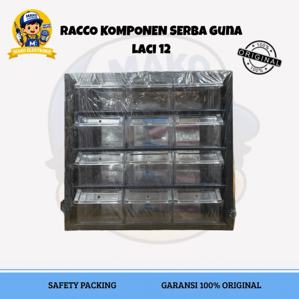 RACCO RAK KOMPONEN SERBA GUNA JUMLAH LACI 12 BESAR MURAH ORGANIZER