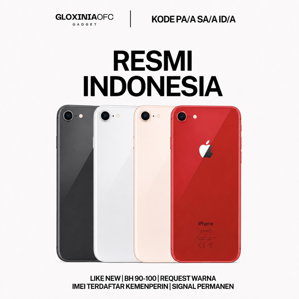 GLOXINIA - iphone 8 64 gb 256 gb - unit resmi indonesia fullset bergaransi ex display - imei terdaft