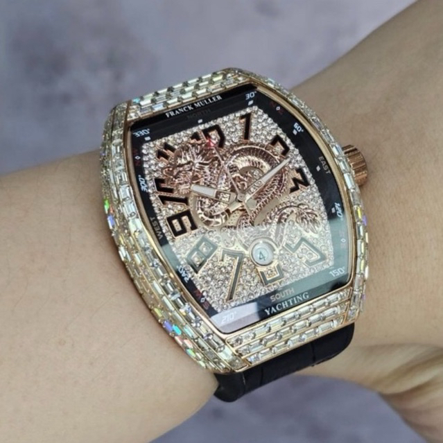 JAM TANGAN PRIA/COWOK FM-DRAGON DIAMOND BLACK ROSEGOLD AUTOMATIC ETA 45mm #Jamtanganpria #Jamtanganc