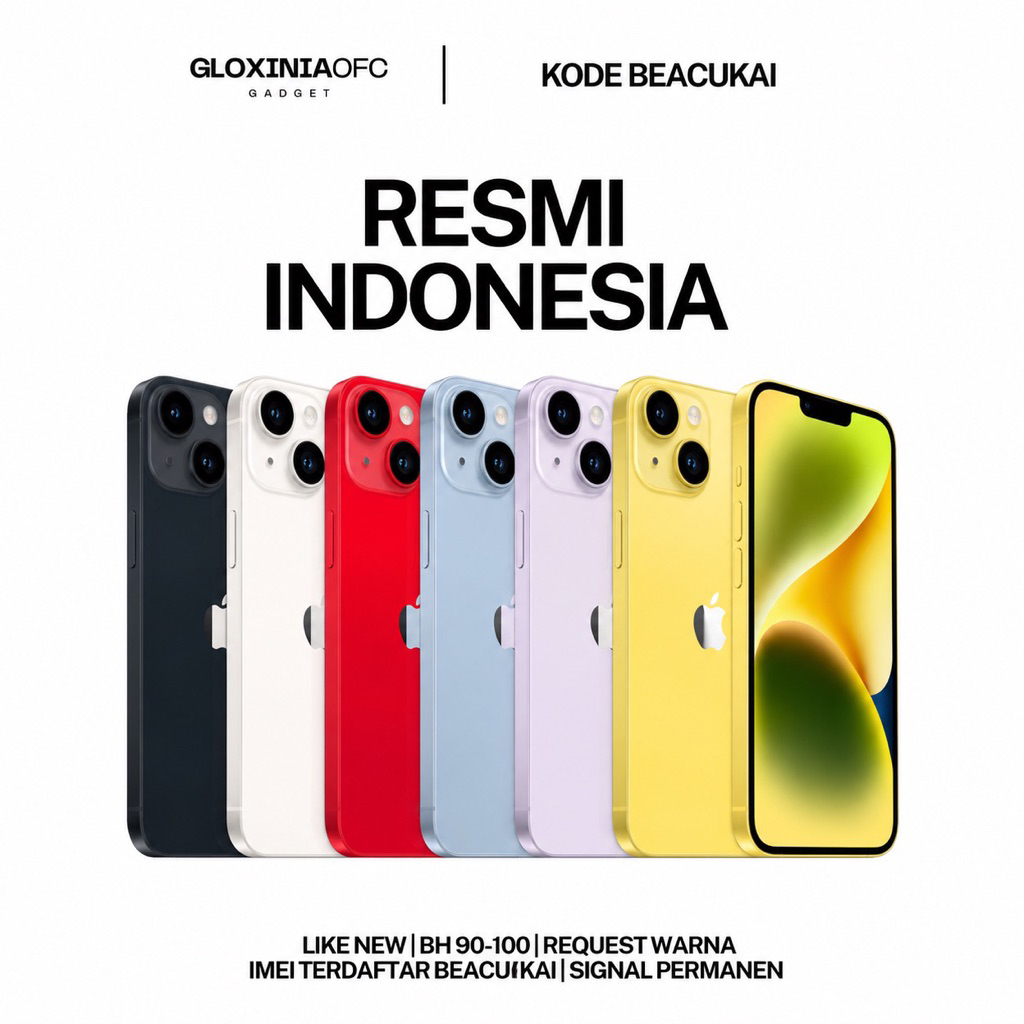 GLOXINIA - iphone 14 128 gb 256 gb 512 gb - unit resmi indonesia fullset bergaransi ex display - ime