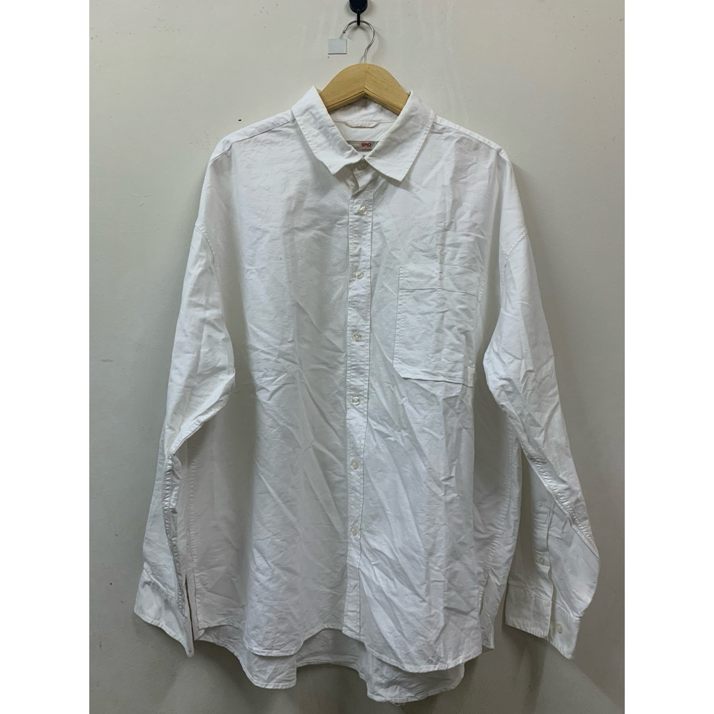 SPAO WHITE SHIRT | Atasan kemeja oversize putih jumbo