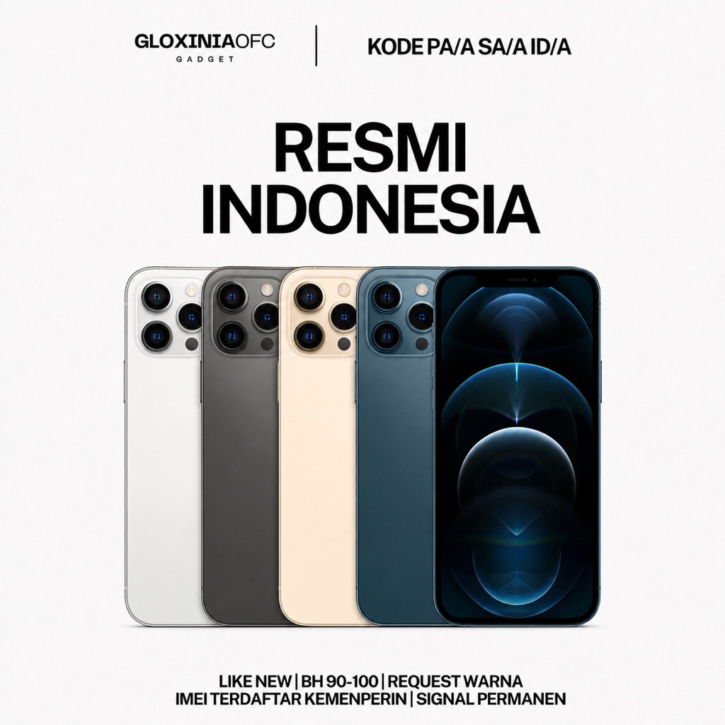 GLOXINIA - iphone 12 pro max 128 gb 256 gb 512 gb - unit resmi indonesia fullset bergaransi ex displ