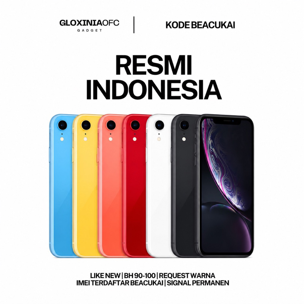 GLOXINIA - iphone xr 64 gb 128 gb 256 gb - unit resmi indonesia fullset bergaransi ex display - imei