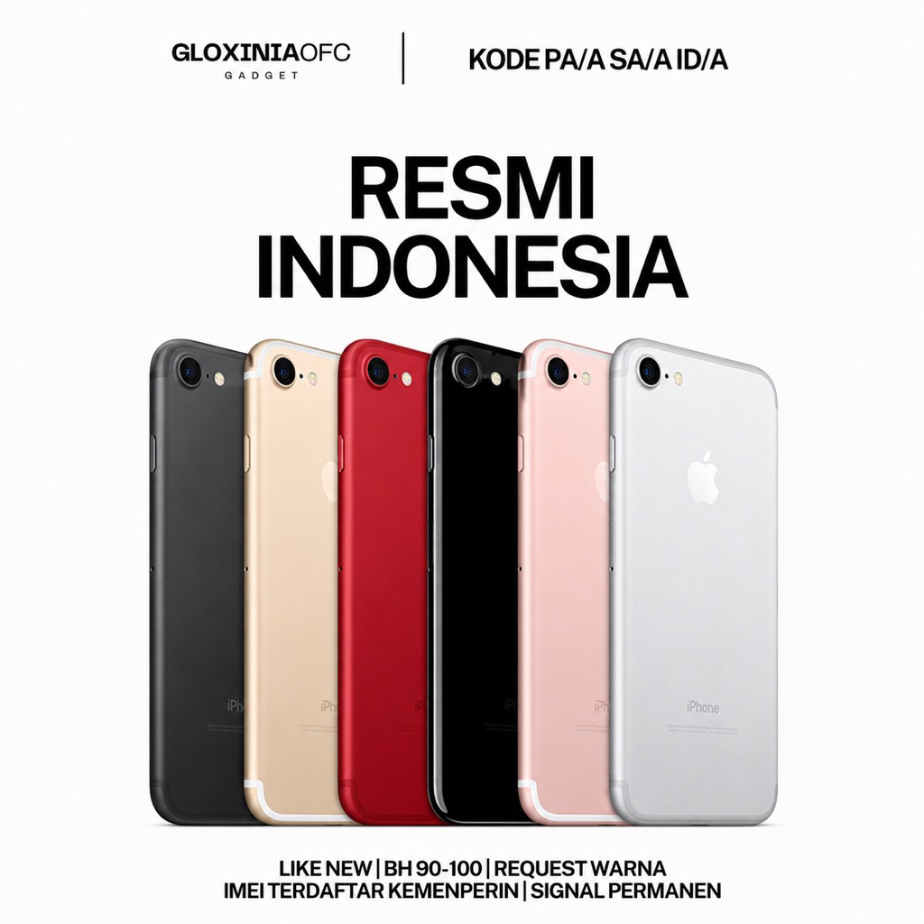 GLOXINIA - iphone 7 32 gb 128 gb 256 gb - unit resmi indonesia fullset bergaransi ex display - imei 