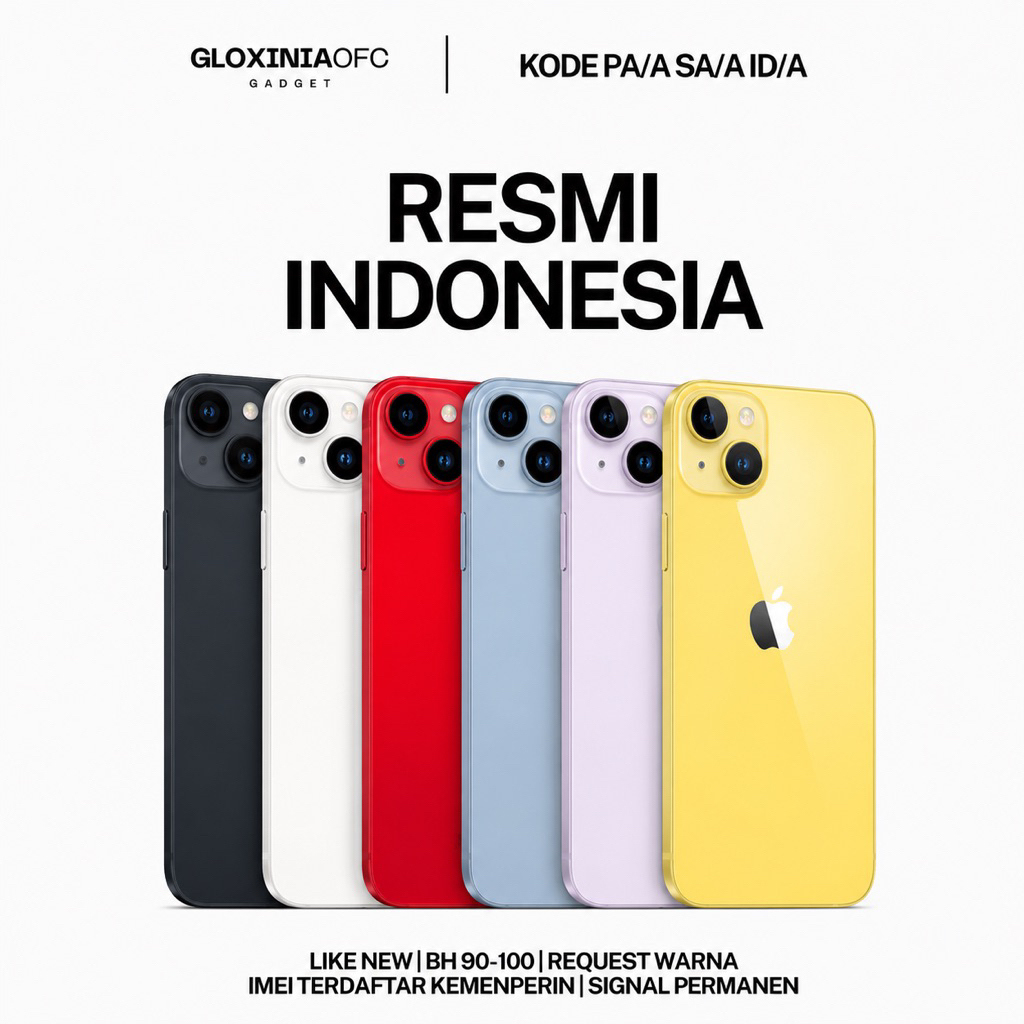 GLOXINIA - iphone 14 128 gb 256 gb 512 gb - unit resmi indonesia fullset bergaransi ex display - ime