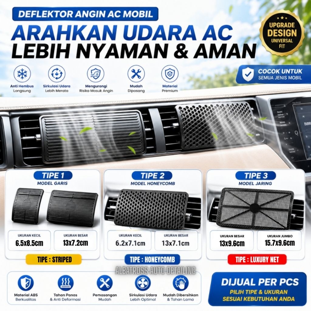 Albatross Deflektor AC Mobil Universal | Pengarah Angin AC Anti Hembus Langsung | Air Conditioner Wi