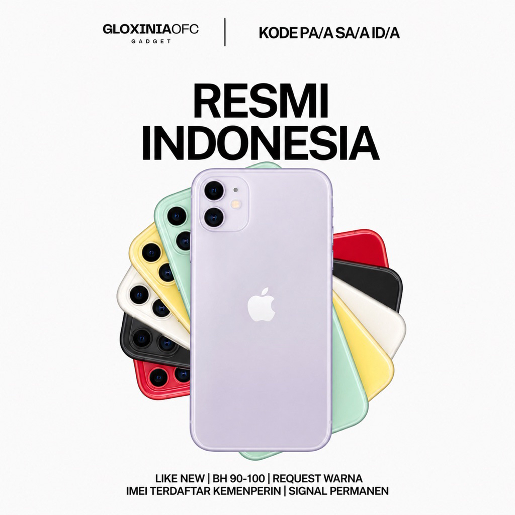 GLOXINIA - iphone 11 64 gb 128 gb 512 gb - unit resmi indonesia fullset bergaransi ex display - imei