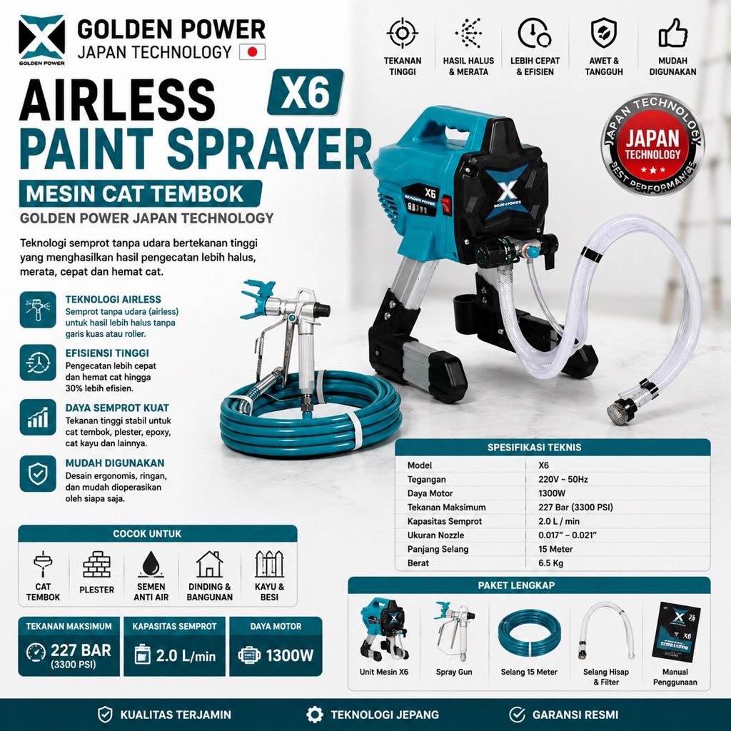 Mesin Semprot Cat Tembok Airless Paint Sprayer Airless Paint Sprayer X6 - Mesin cat tembok Tigon TPS