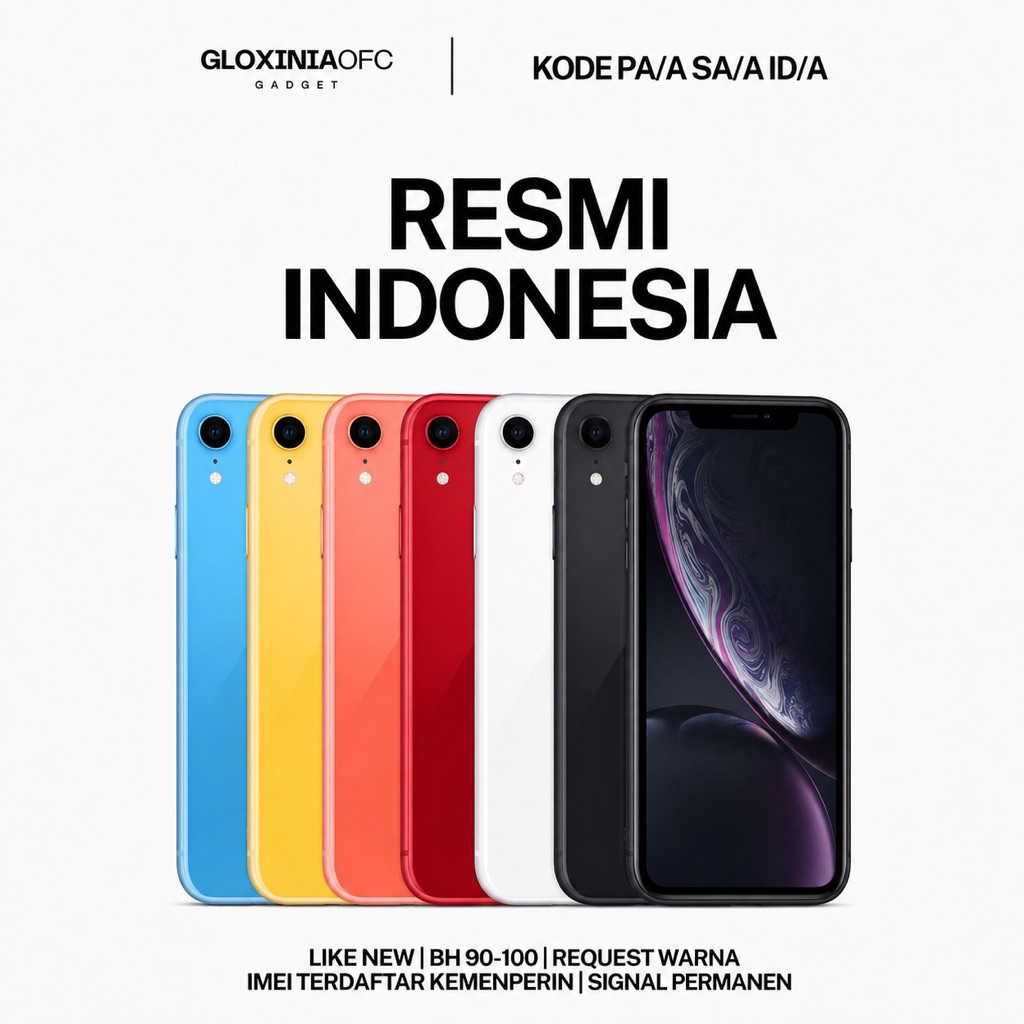 GLOXINIA - iphone xr 64 gb 128 gb 256 gb - unit resmi indonesia fullset bergaransi ex display - imei