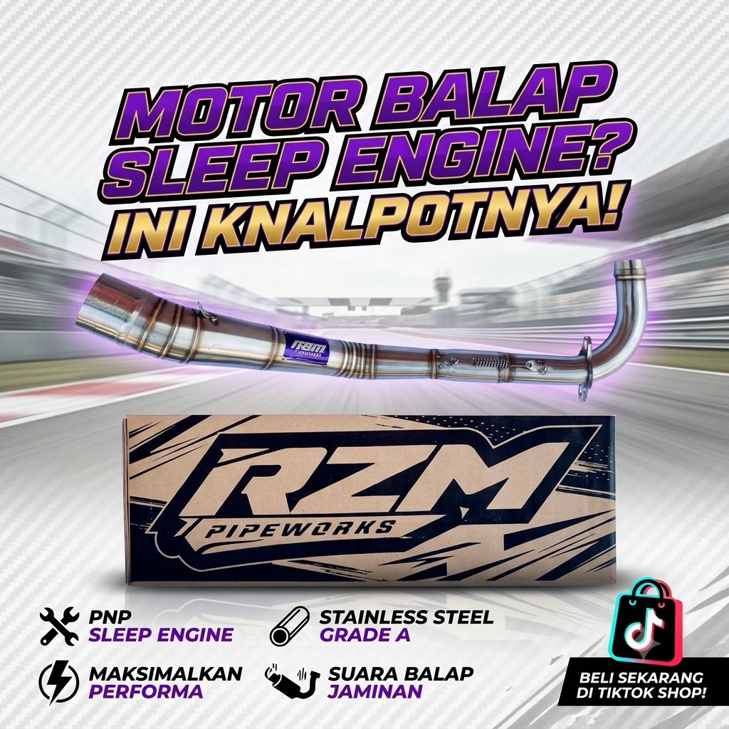 Leher Knalpot Sleep Engine 130-200cc Jupiter Vega Supra Non Rangka STD Inlet 50/51mm Grade A Ori RZM