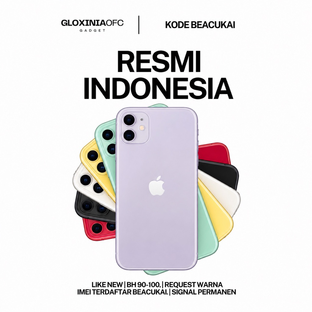 GLOXINIA - iphone 11 64 gb 128 gb 512 gb - unit resmi indonesia fullset bergaransi ex display - imei