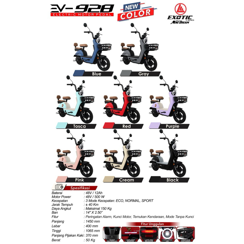 Sepeda Listrik e-bike Elektrik Exotic Ev928 by Pacific