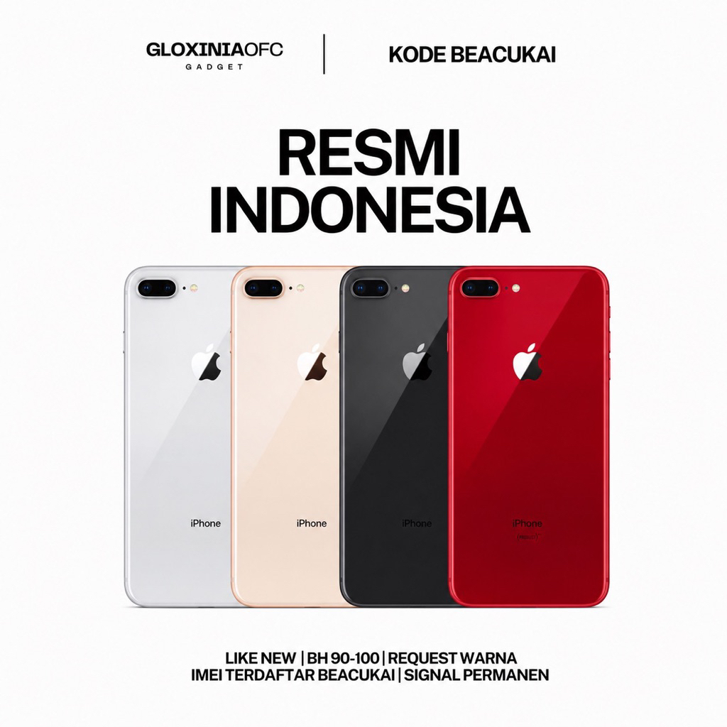 GLOXINIA - iphone 8 plus 64 gb 256 gb - unit resmi indonesia fullset bergaransi ex display - imei te