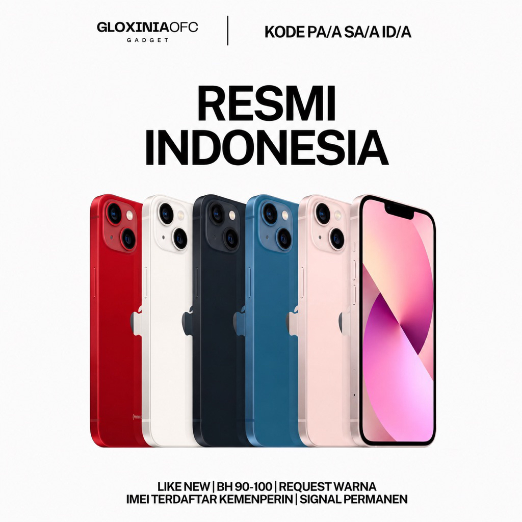 GLOXINIA - iphone 13 128 gb 256 gb 512 gb - unit resmi indonesia fullset bergaransi ex display - ime