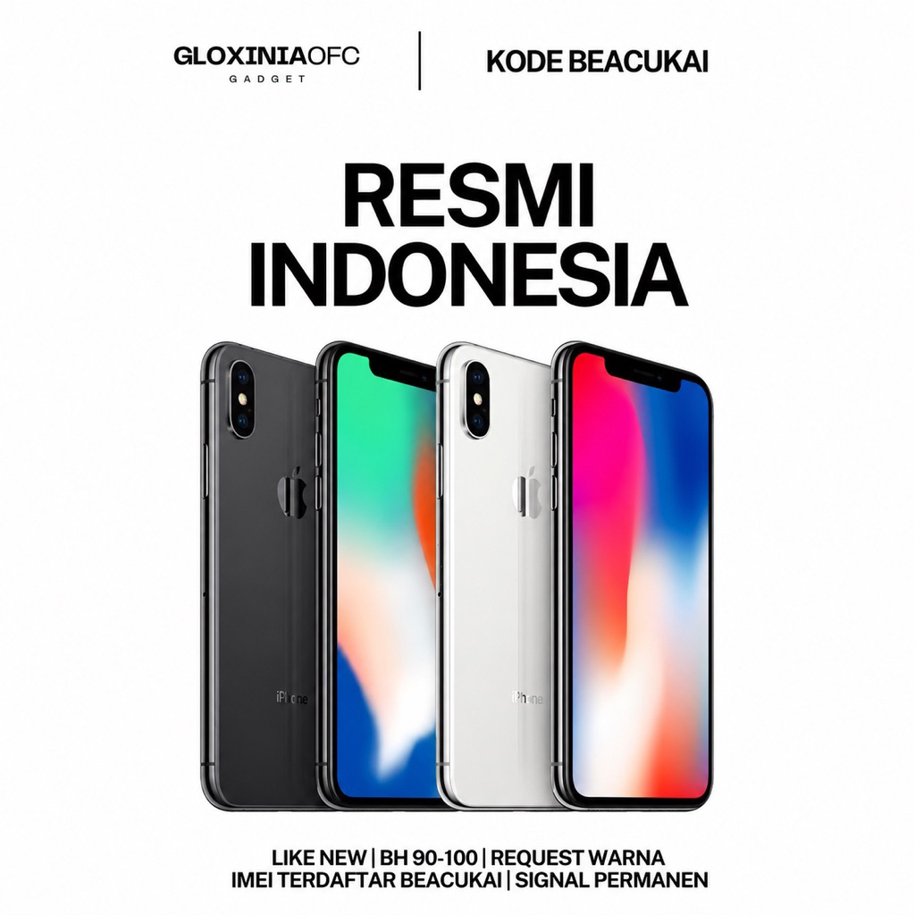 GLOXINIA - iphone x 64 gb 256 gb - unit resmi indonesia fullset bergaransi ex display - imei terdaft