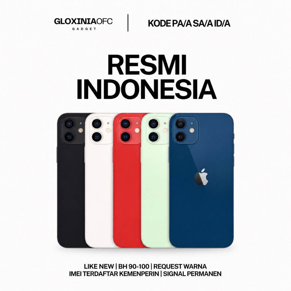 GLOXINIA - iphone 12 mini 64 gb 128 gb 256 gb - unit resmi indonesia fullset bergaransi ex display -