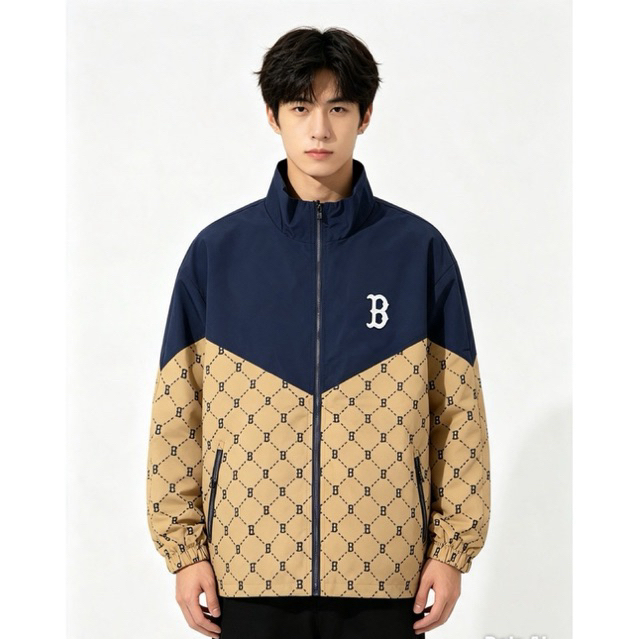 mlb boston gradiant monogram logo windbreaker jacket