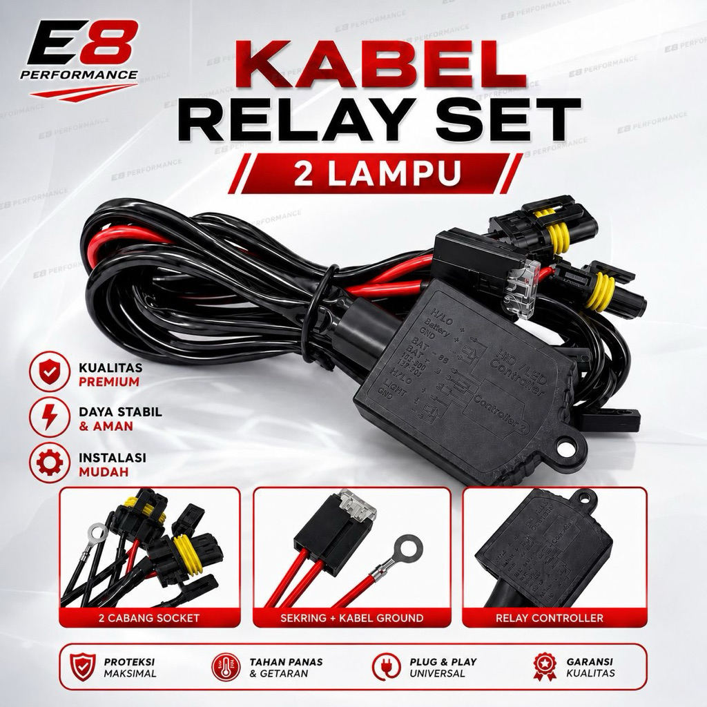 Kabel Relay Set Super H4 2 Lampu Relay Set BiLED 2 BiLED Universal Pnp Original