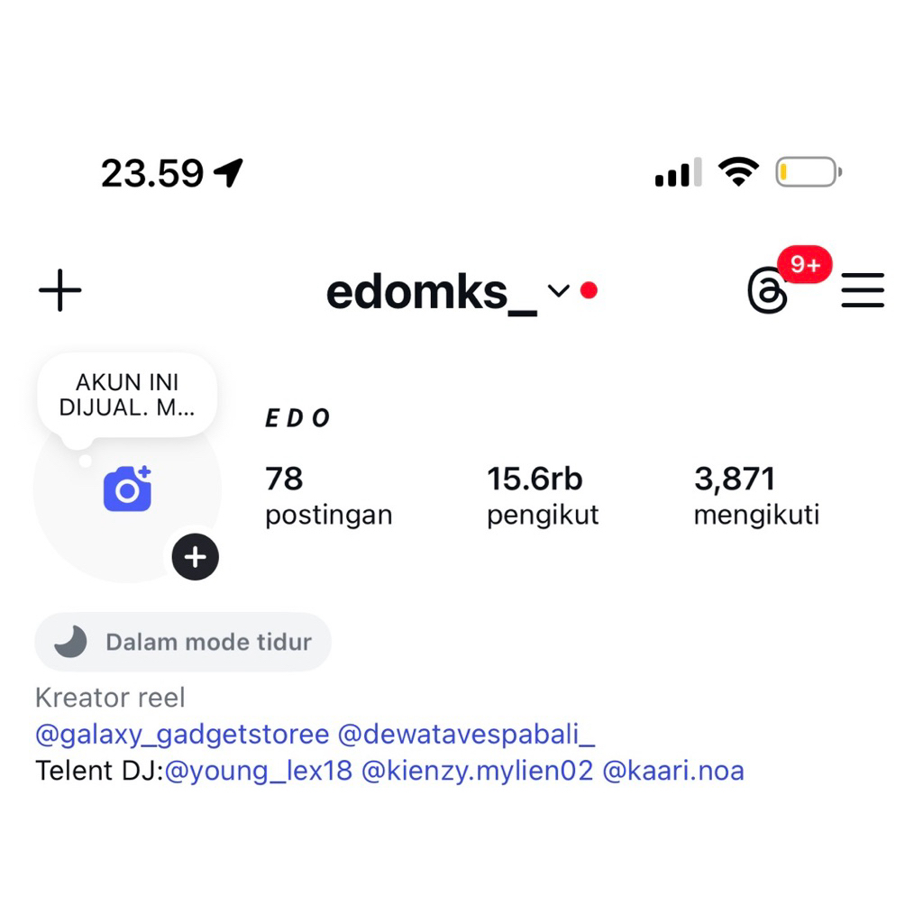 JUAL AKUN IG REAL FOLLOWER 15.7K