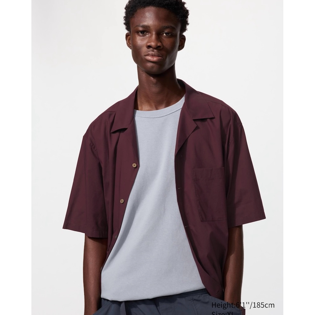 Kemeja Modal Kerah Terbuka UNIQLO ~ Ukuran M dan L