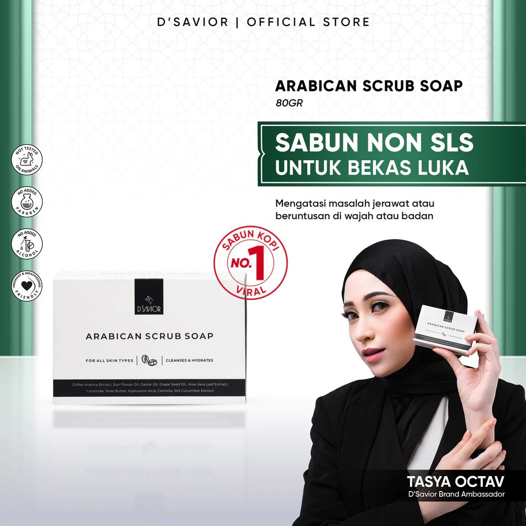 D'Savior Arabican Soap, Sabun Penghilang Bekas Luka, Bekas Jerawat
