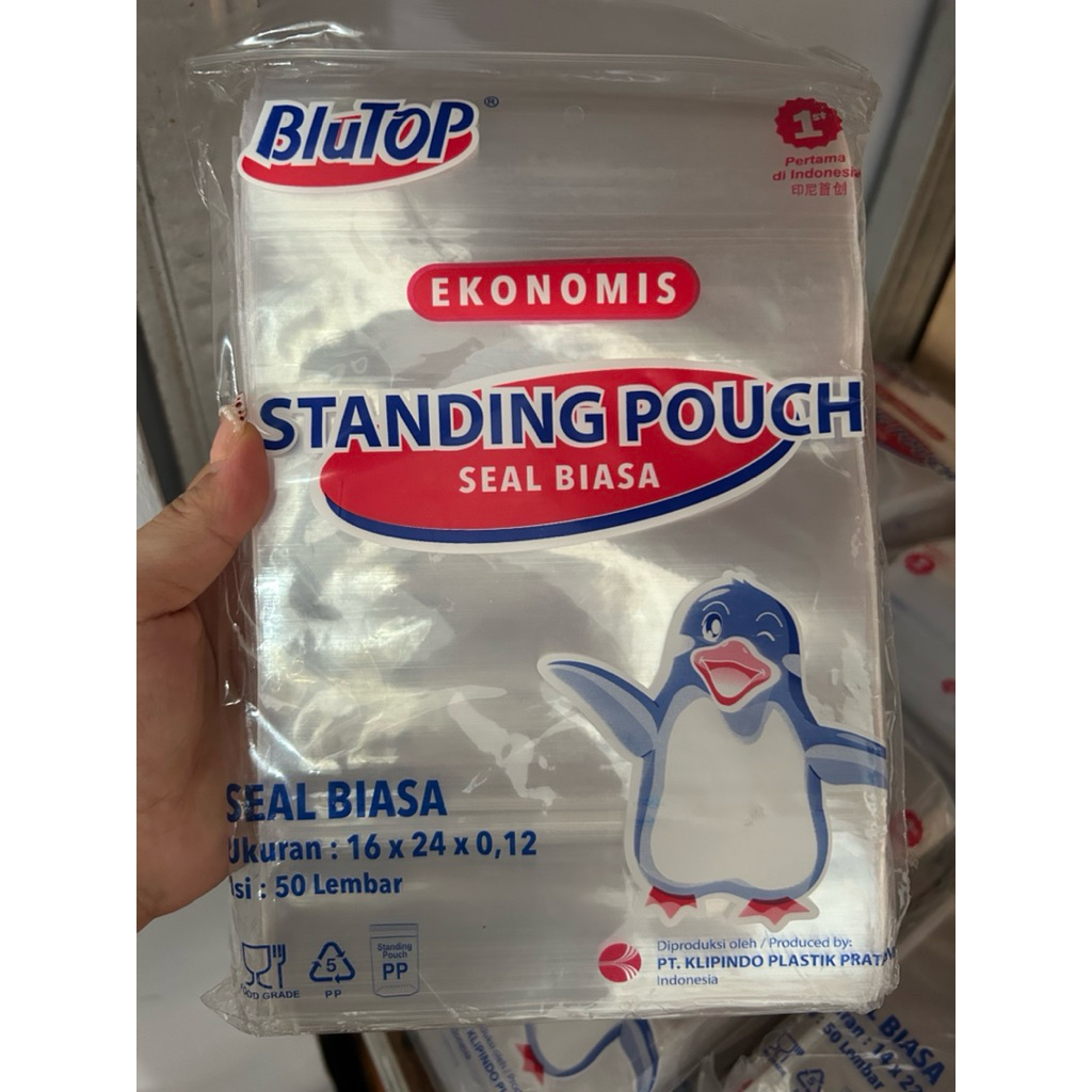 Plastik Standing Pouch BluTop uk. 16x24