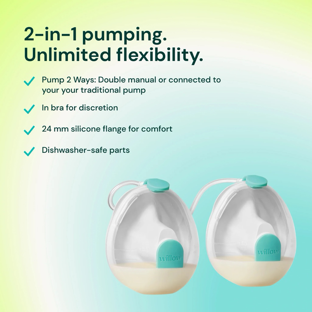 Willow Wave 2-in-1 Double Manual Wearable Pump + Collection Cups