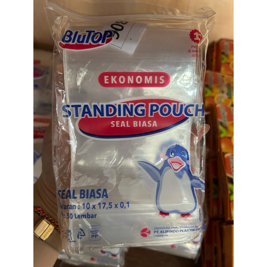 Plastik Kemasan Berdiri Standing Pouch BluTop uk. 10x17.5