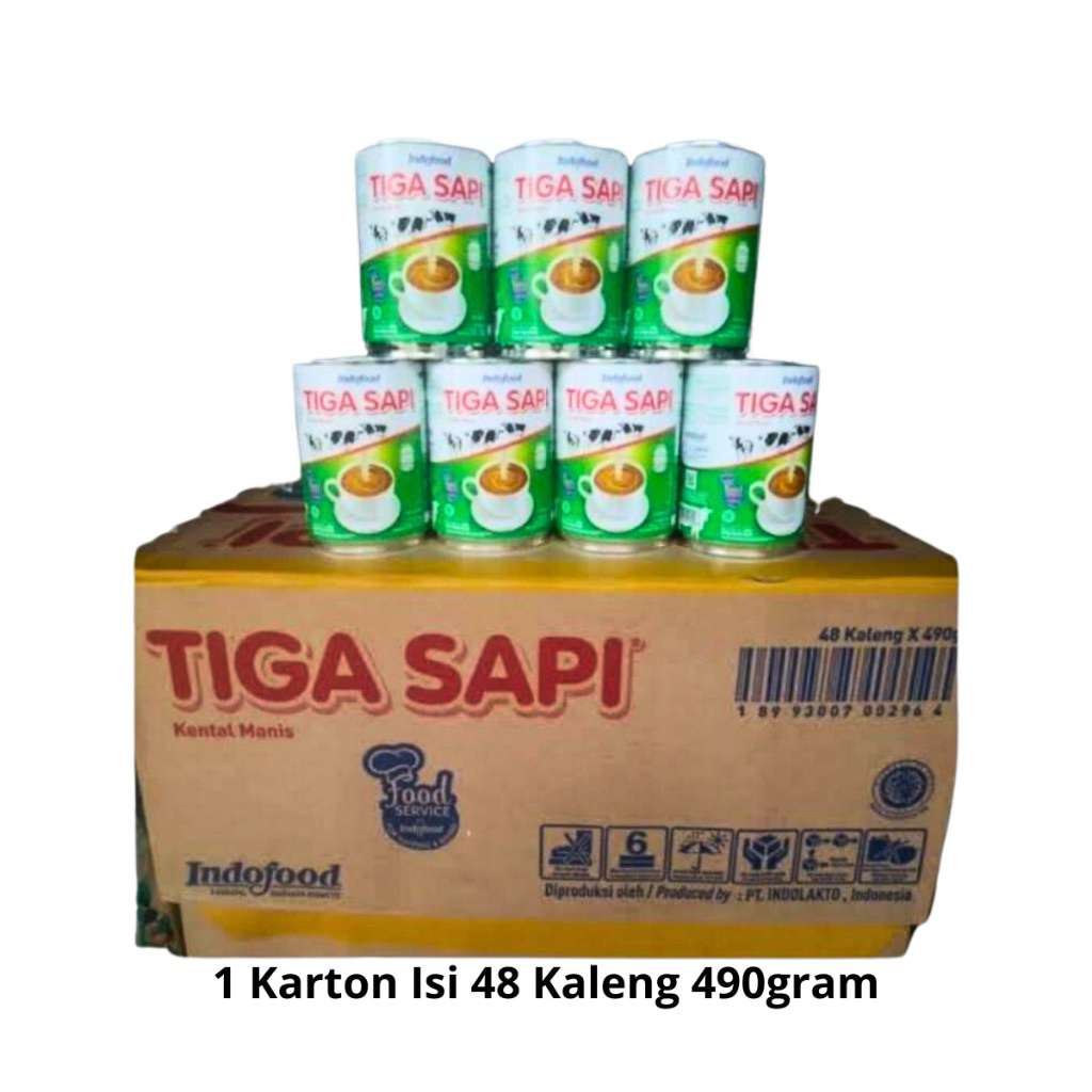 Indofood Tiga Sapi Susu Kental Manis 490g - 1 Dus isi 48 pcs