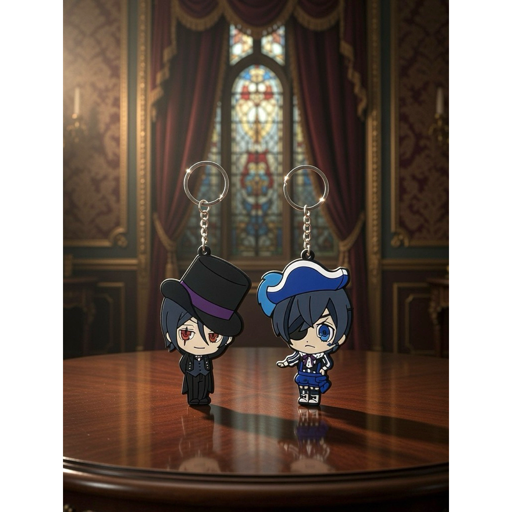 Black Butler Ciel Phantomhive dan Sebastian Michaelis Gantungan Kunci / keychain/ ganci
