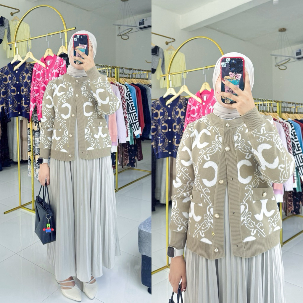 CARDIGAN RAJUT IMPORT CARDY MOTIF TERBARU ATASAN WANITA TRENDY