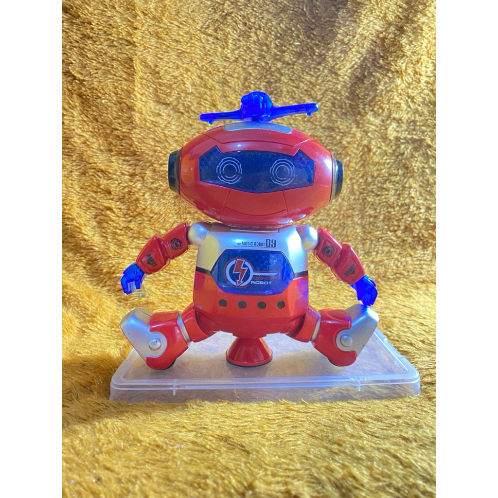 PL Mainan anak robot joget NYALA Music Lampu Gerakan Semua Normal Pj 20cm (Tutup batre tdk ada). Iz