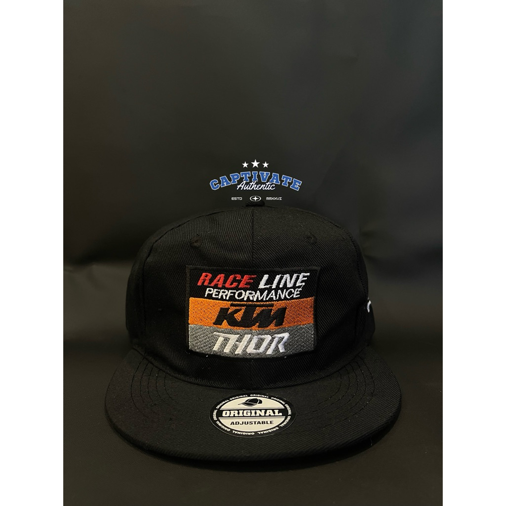 Topi SnapBack Bordir KTM/Topi snapback hitam logo ktm/topi snapback hitam