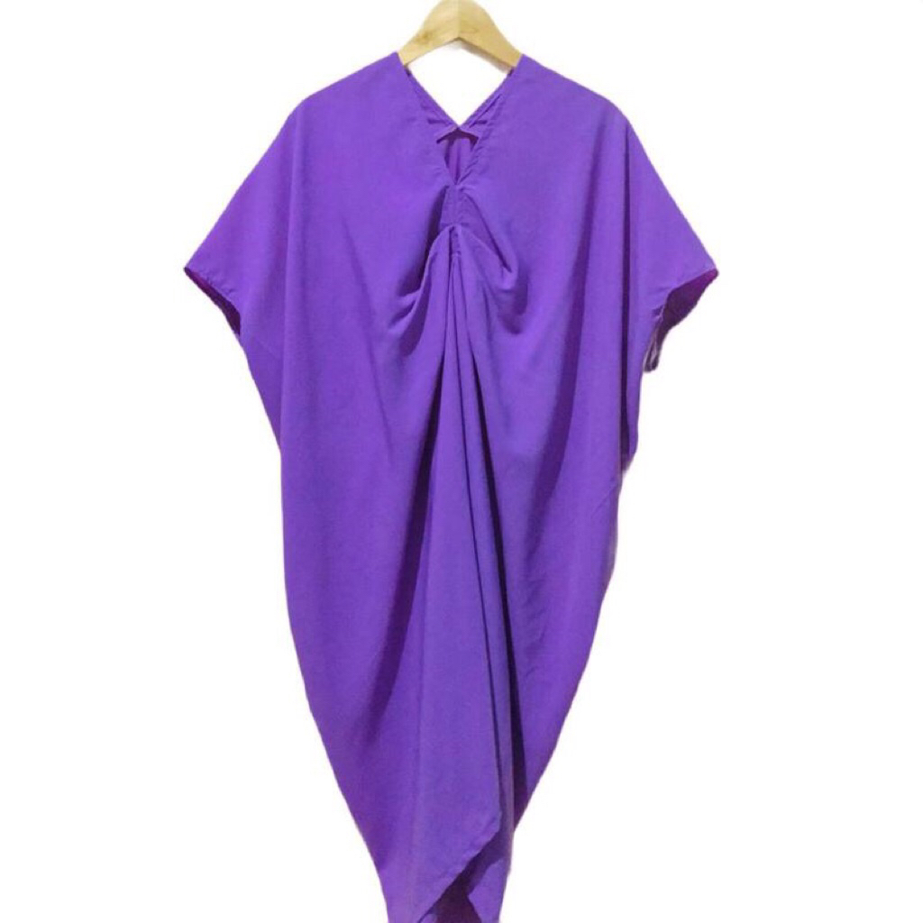 Kaftan Midi Drapery Lavender Polos Wanita