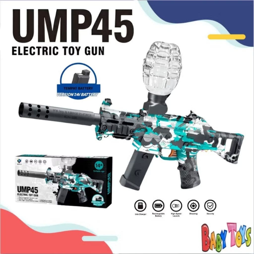 Senapan Mainan Anak Blaster Gun Peluru Gel Water Elektrik ABS 37x17x9cm 4 Warna