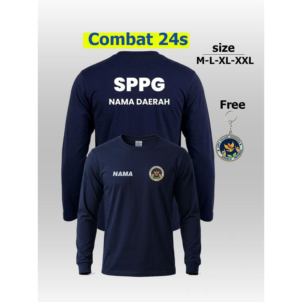 Kaos lengan panjang seragam SPPG custom sablon