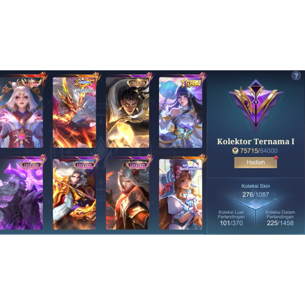 AKUN ML | SKIN LEGEND LUNOX | SKIN EPIC & LIMITED | HERO LENGKAP