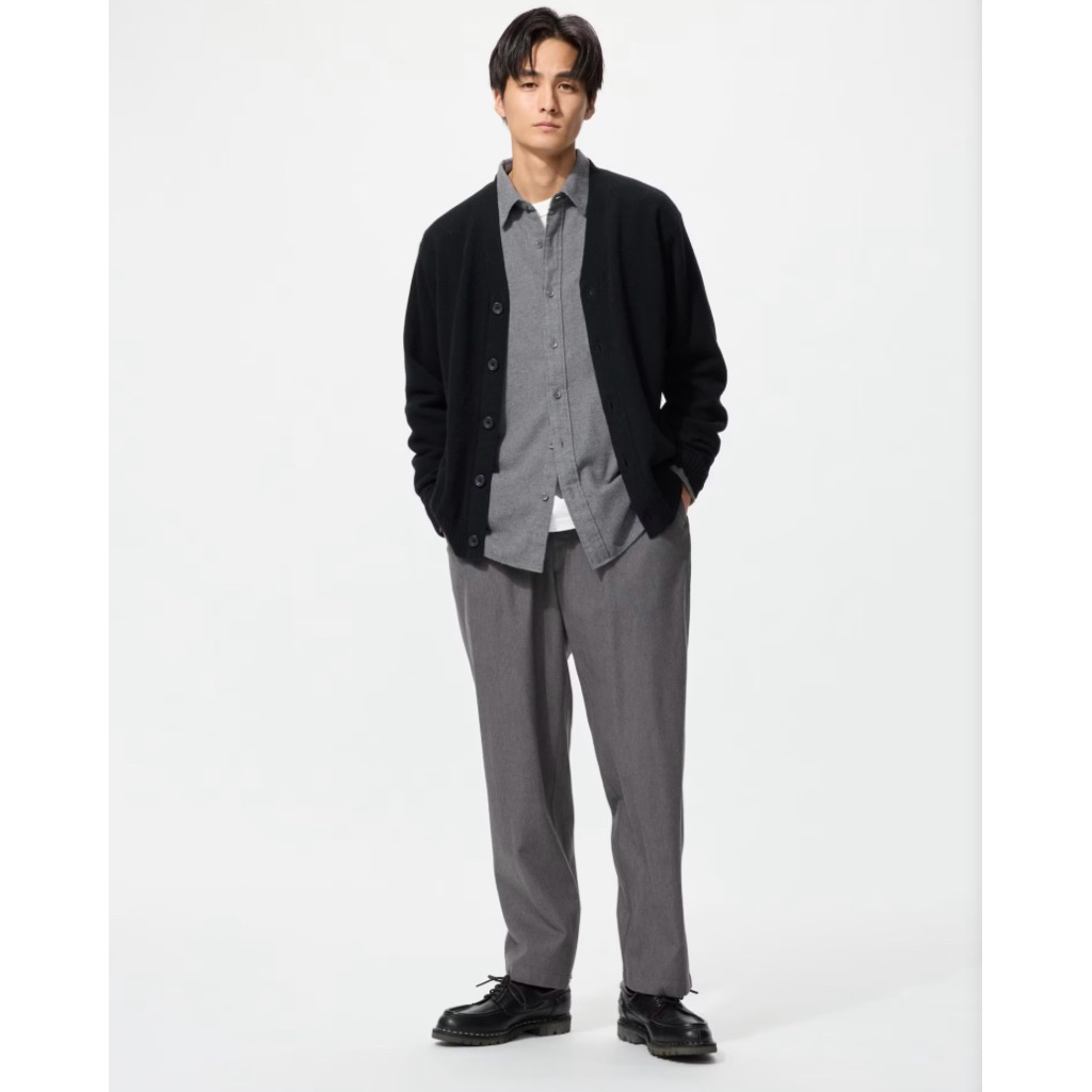 Celana Ankle Flanel UNIQLO, Warna Grey, Ukuran L