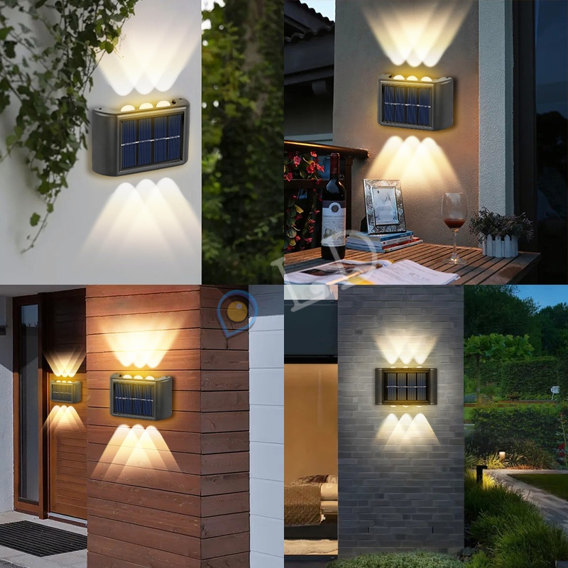 2PCS Lampu Dinding Led Tenaga Surya Tahan Air 6/8/10LED Lampu Dinding Solar Tembok Taman Solar Tenaga Matahari Outdoor Led Sensor Cahaya Ip65