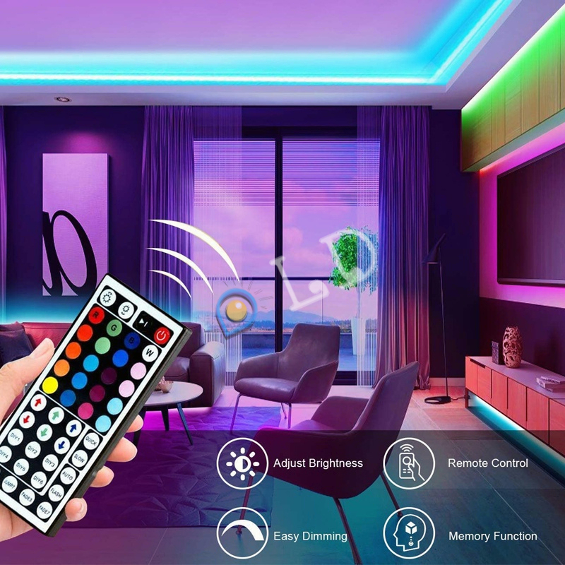 Paket Lampu Led Strip 5050 2835 Rgb 5M 10M Ip44 Rgb Remote Lampu Hias Warna Warni Lampu Kamar Aesthetic Tumblr Plafon