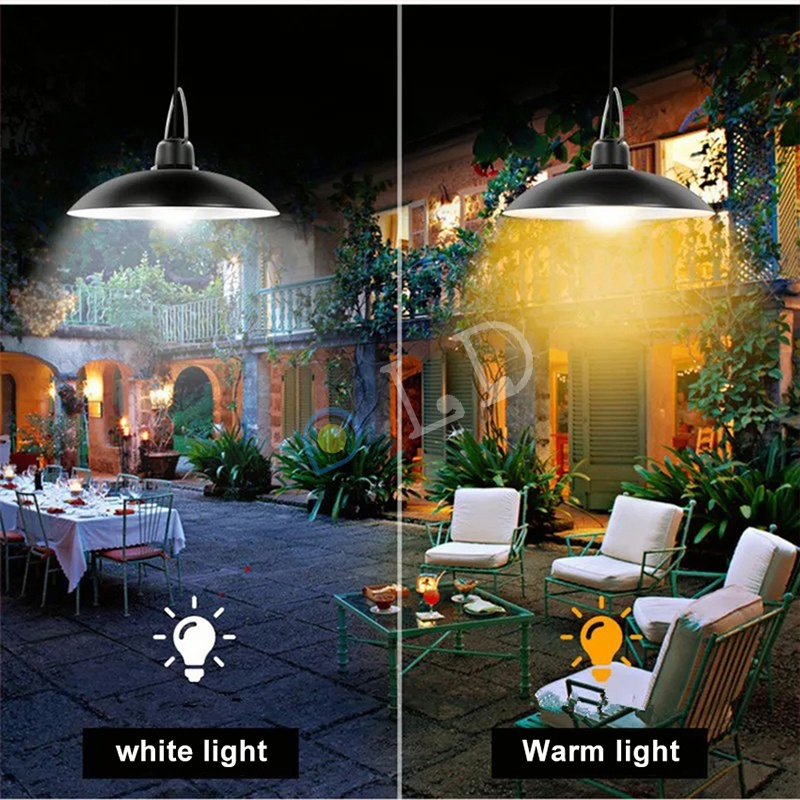 Double Head Lampu Surya Lampu Outdoor Solar Pendant Light IP65 Waterproof Outdoor Indoor Solar Lamp Dengan Garis Lampu Gantung Rumah Dalam Ruangan Lampu Langit-langit untuk Berkemah Taman Halaman